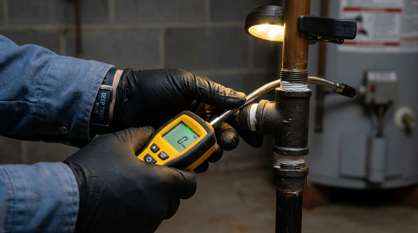 Gas leak detection with electronic sniffer by Johns Plumbing LLC in Hillside