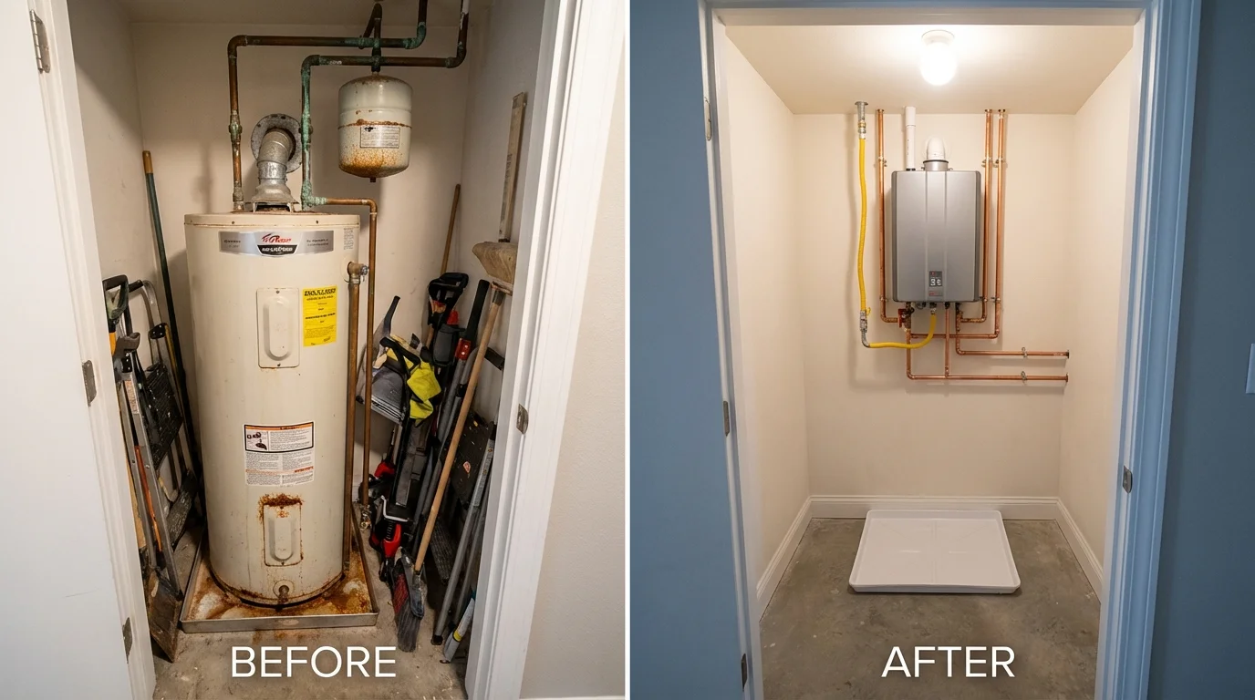 Tank water heater versus wall-mounted tankless unit comparison for Hillside, IL homeowners